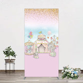 Aperturee - Aperturee Sweet Pink Glitter Circus Birthday Rectangle Backdrop